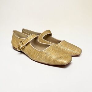 🌻NEW Sam Edelman Michaela Beachwood Raffia Mary Jane Ballet Flats Size 9